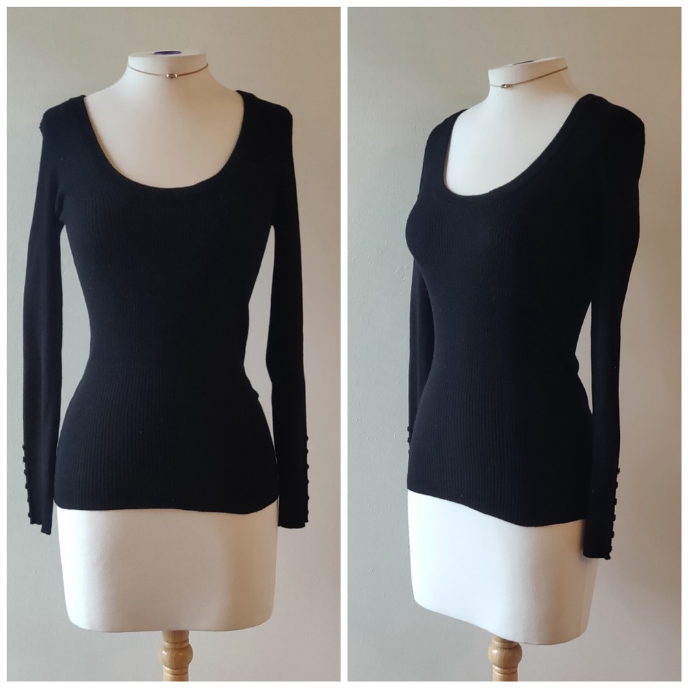 Our Time | Black Sweater Buttoned Sleeves